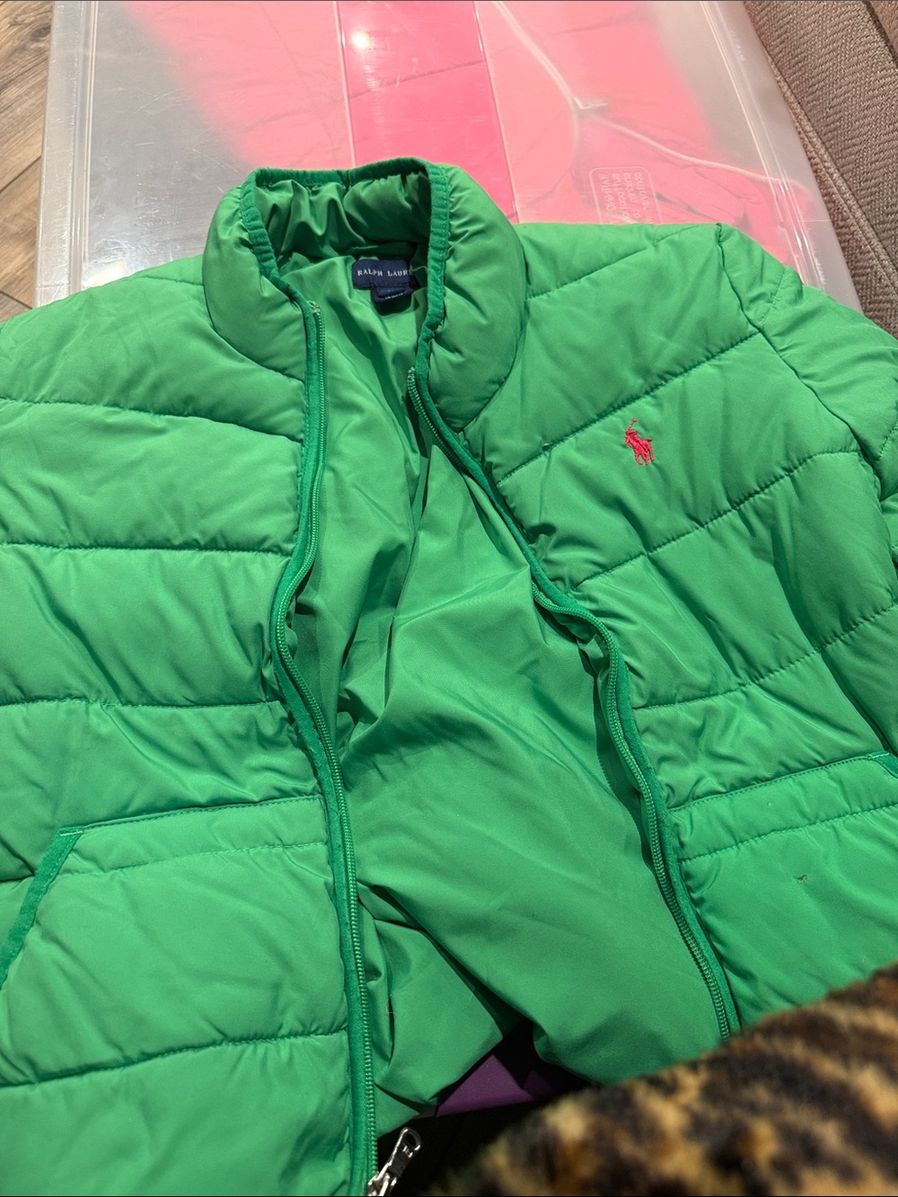 Ralph Lauren Bright Green Quilted Puffer Jacket